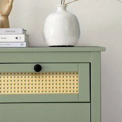 Maison Belfort Sideboard Belleria - Kiefer massiv / Wiener Geflecht - Hellolivgrün -BÜROMÖBEL Verkaufsgeschäft 1000193120 200831 12222700013 DETAILS P000000001000193120