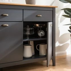 Maison Belfort Sideboard Rivery - Kiefer massiv - Anthrazit -BÜROMÖBEL Verkaufsgeschäft 1000193132 200302 15340800007 DETAILS P000000001000193132