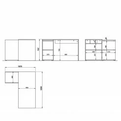 Germania Schreibtisch Austin - Graphit / Navarra Eiche Dekor -BÜROMÖBEL Verkaufsgeschäft 1000196986 191203 06445700012 SKETCH DETAILS P000000001000196986 sketch