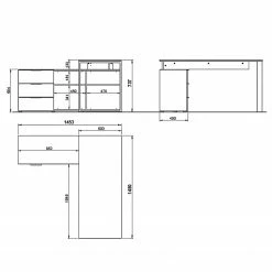 Germania Büroset Ancona I (2-teilig) - Metall - Kaschmir / Nussbaum Dekor -BÜROMÖBEL Verkaufsgeschäft 1000197004 191203 06450000099 SKETCH DETAILS P000000001000197004 sketch