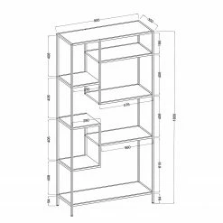 Fredriks Regal Meon IV - Eiche Grau Dekor -BÜROMÖBEL Verkaufsgeschäft 1000201075 200814 14302300001 SKETCH DETAILS P000000001000201075 sketch