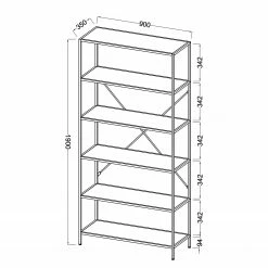 Fredriks Regal Meon II - Eiche Grau Dekor -BÜROMÖBEL Verkaufsgeschäft 1000201090 200814 14304400011 SKETCH DETAILS P000000001000201090 sketch