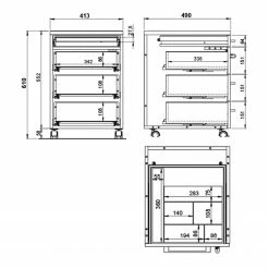 Germania Rollcontainer GW-Agenda - Eiche Grandson Dekor / Graphit -BÜROMÖBEL Verkaufsgeschäft 1000210641 200408 14212800034 SKETCH DETAILS P000000001000210641 sketch