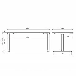Germania Schreibtisch GW-Agenda II - (elektrisch höhenverstellbar) - Lichtgrau - Breite: 160 cm -BÜROMÖBEL Verkaufsgeschäft 1000210653 200408 14223200110 SKETCH DETAILS P000000001000210653 sketch
