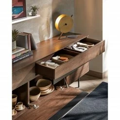 Red Living Sideboard Kluuvi - Echtholzfurnier - Walnuss / Schwarz -BÜROMÖBEL Verkaufsgeschäft 1000210885 200824 12201000022 DETAILS P000000001000210885