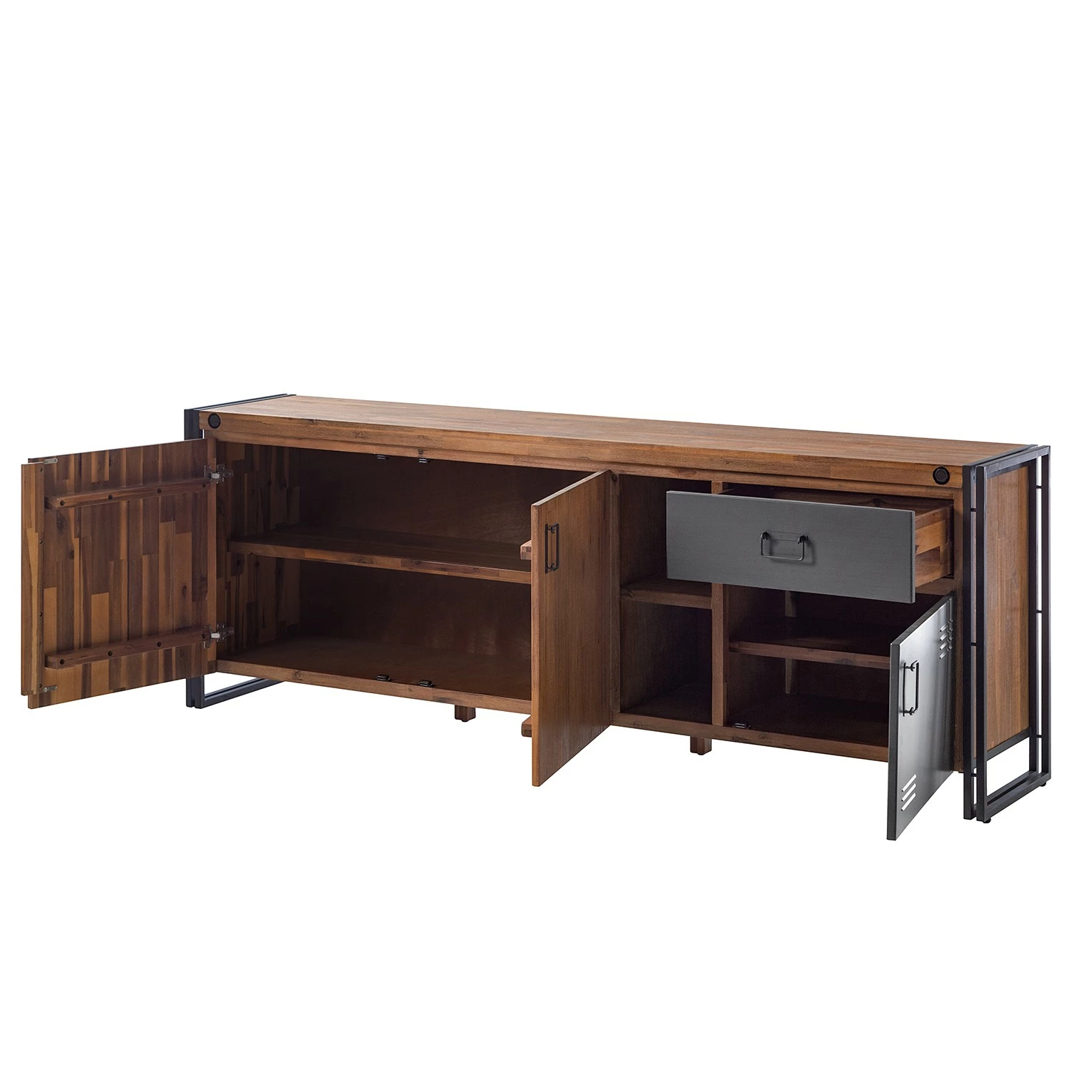 Ars manufacti Sideboard Manchester VI - Akazie massiv / Metall - Akazie / Anthrazit 6 Ars manufacti Sideboard Manchester VI - Akazie massiv / Metall - Akazie / Anthrazit – Bild 4