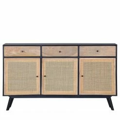 Red Living Sideboard Lexham - Mango massiv / Rattan - Mango / Mango Schwarz -BÜROMÖBEL Verkaufsgeschäft 1000211475 200504 13495300259 DETAILS P000000001000211475