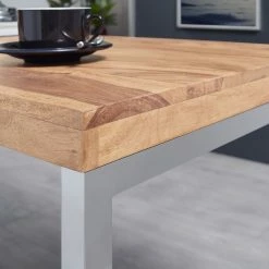 Furnitive Schreibtisch Gloster - Akazie massiv / Metall - Akazie / Chrom -BÜROMÖBEL Verkaufsgeschäft 1000211718 200506 12473000050 DETAILS P000000001000211718