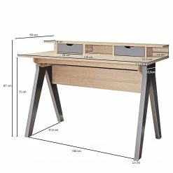 Furnitive Schreibtisch Juuma - Eiche Sonoma Dekor / Dunkelgrau -BÜROMÖBEL Verkaufsgeschäft 1000211735 200506 12473300158 SKETCH DETAILS P000000001000211735 sketch