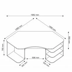 Furnitive Eckschreibtisch Crosswoods - Anthrazit / Weiß -BÜROMÖBEL Verkaufsgeschäft 1000212452 200511 14235000060 SKETCH DETAILS P000000001000212452 sketch