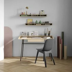 Temahome Schreibtisch Ply II - Eiche teilmassiv / Metall - Eiche Hell / Schwarz -BÜROMÖBEL Verkaufsgeschäft 1000214019 200527 06043900034 MOOD DETAILS P000000001000214019 mood