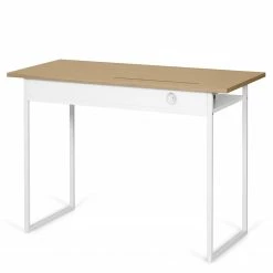 Temahome Schreibtisch Bristol - Eiche teilmassiv / Metall - Eiche / Weiß -BÜROMÖBEL Verkaufsgeschäft 1000214020 200527 06045400049 DETAILS P000000001000214020
