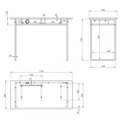 Temahome Schreibtisch Bristol - Eiche teilmassiv / Metall - Eiche / Weiß -BÜROMÖBEL Verkaufsgeschäft 1000214020 200527 06045400050 SKETCH DETAILS P000000001000214020 sketch