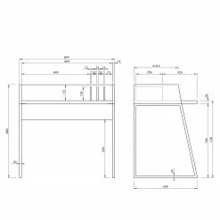 Temahome Schreibtisch Volga - Metall - Beton Dekor Schwarz / Schwarz -BÜROMÖBEL Verkaufsgeschäft 1000214021 200527 06050200059 SKETCH DETAILS P000000001000214021 sketch