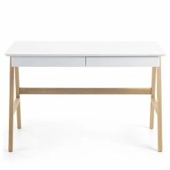 Furnitive Schreibtisch Nilos - Eiche teilmassiv - Weiß / Eiche -BÜROMÖBEL Verkaufsgeschäft 1000214323 200609 07302900028 DETAILS P000000001000214323