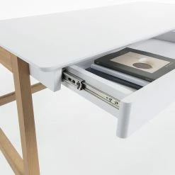 Furnitive Schreibtisch Nilos - Eiche teilmassiv - Weiß / Eiche -BÜROMÖBEL Verkaufsgeschäft 1000214323 200609 07303000029 DETAILS P000000001000214323