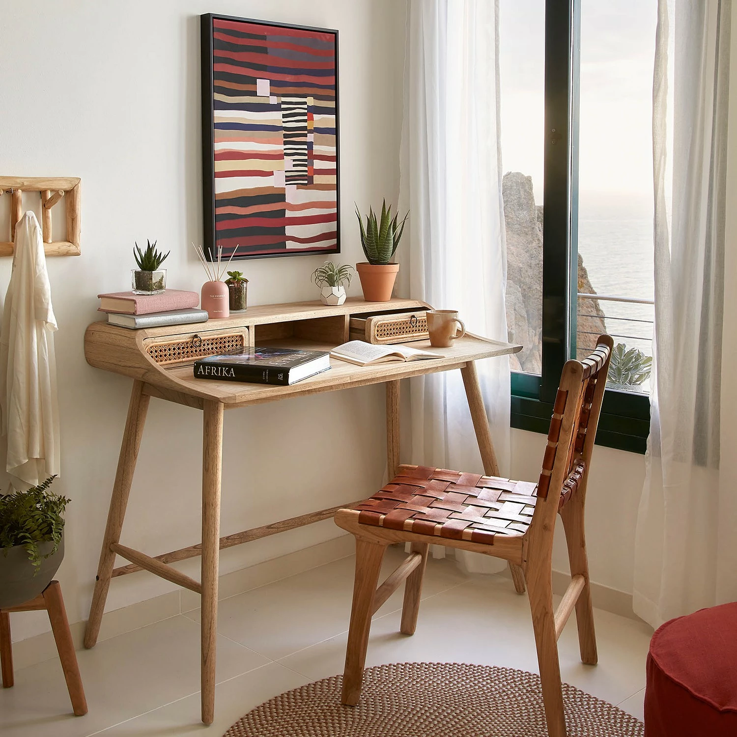 Furnitive Schreibtisch Nobhill - Mindi massiv / Rattan - Mindiholz / Wiener Geflecht 4 Furnitive Schreibtisch Nobhill - Mindi massiv / Rattan - Mindiholz / Wiener Geflecht – Bild 2