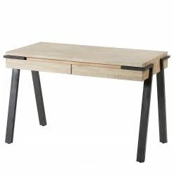 Furnitive Schreibtisch Downey - Akazie massiv / Stahl - Akazie Hell / Vintage Anthrazit