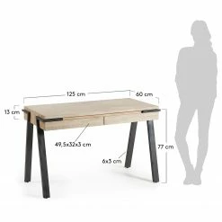 Furnitive Schreibtisch Downey - Akazie massiv / Stahl - Akazie Hell / Vintage Anthrazit -BÜROMÖBEL Verkaufsgeschäft 1000214327 200609 07310800073 SKETCH DETAILS P000000001000214327 sketch