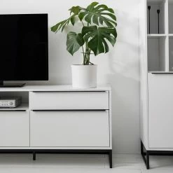 Fredriks Lowboard White Hall II - Matt Weiß / Schwarz -BÜROMÖBEL Verkaufsgeschäft 1000218377 210316 08015100006 DETAILS P000000001000218377