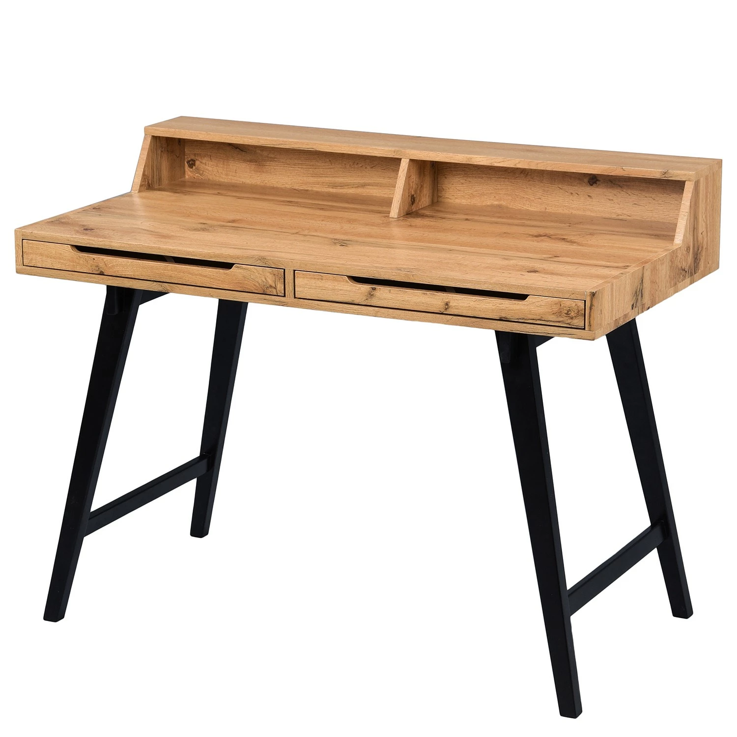 Furnitive Schreibtisch Stepney - Wildeiche teilmassiv - Wildeiche Dekor / Schwarz 3 Furnitive Schreibtisch Stepney - Wildeiche teilmassiv - Wildeiche Dekor / Schwarz