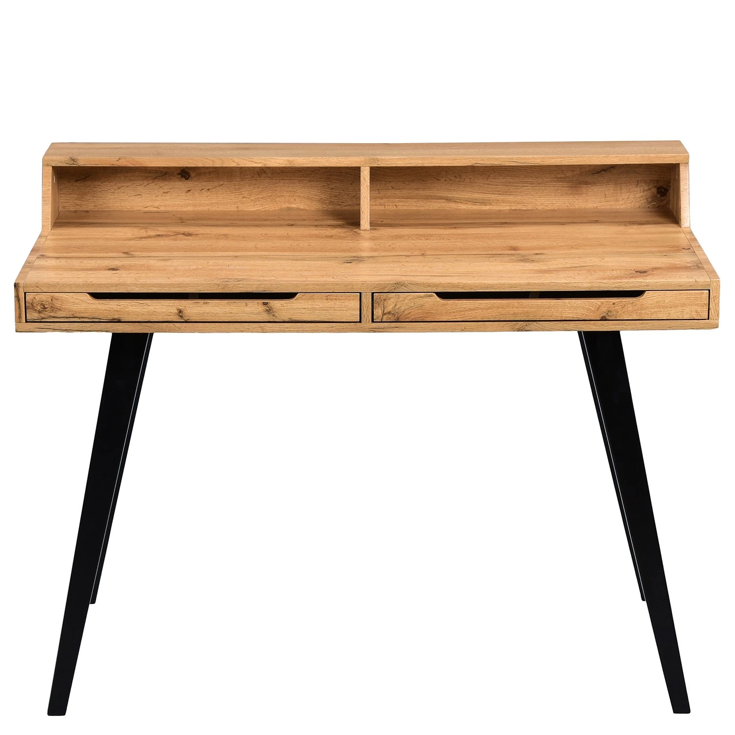 Furnitive Schreibtisch Stepney - Wildeiche teilmassiv - Wildeiche Dekor / Schwarz 4 Furnitive Schreibtisch Stepney - Wildeiche teilmassiv - Wildeiche Dekor / Schwarz – Bild 2