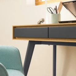 Studio Copenhagen Schreibtisch Danica - Echtholzfurnier - Matt Dunkelgrau / Esche -BÜROMÖBEL Verkaufsgeschäft 1000220428 210903 11024700077 DETAILS P000000001000220428
