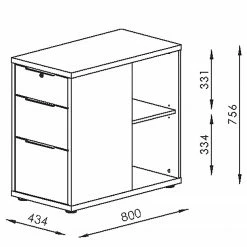 Maja Möbel Container eDJUST III - Platingrau / Weiß Spiegelglanz -BÜROMÖBEL Verkaufsgeschäft 1000220607 200824 06315700130 SKETCH DETAILS P000000001000220607 sketch