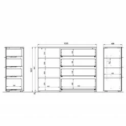 Germania Sideboard Oakland I - Glas - Weiß / Eiche Navarra Dekor -BÜROMÖBEL Verkaufsgeschäft 1000223286 200826 06243000080 SKETCH DETAILS P000000001000223286 sketch