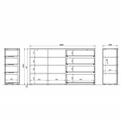 Germania Sideboard Oakland II - Glas - Weiß / Eiche Navarra Dekor -BÜROMÖBEL Verkaufsgeschäft 1000223287 200826 06243700088 SKETCH DETAILS P000000001000223287 sketch
