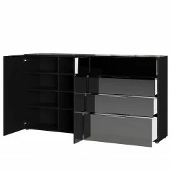 Germania Sideboard Oakland II - Glas - Schwarz -BÜROMÖBEL Verkaufsgeschäft 1000223292 200826 06244200094 DETAILS P000000001000223292