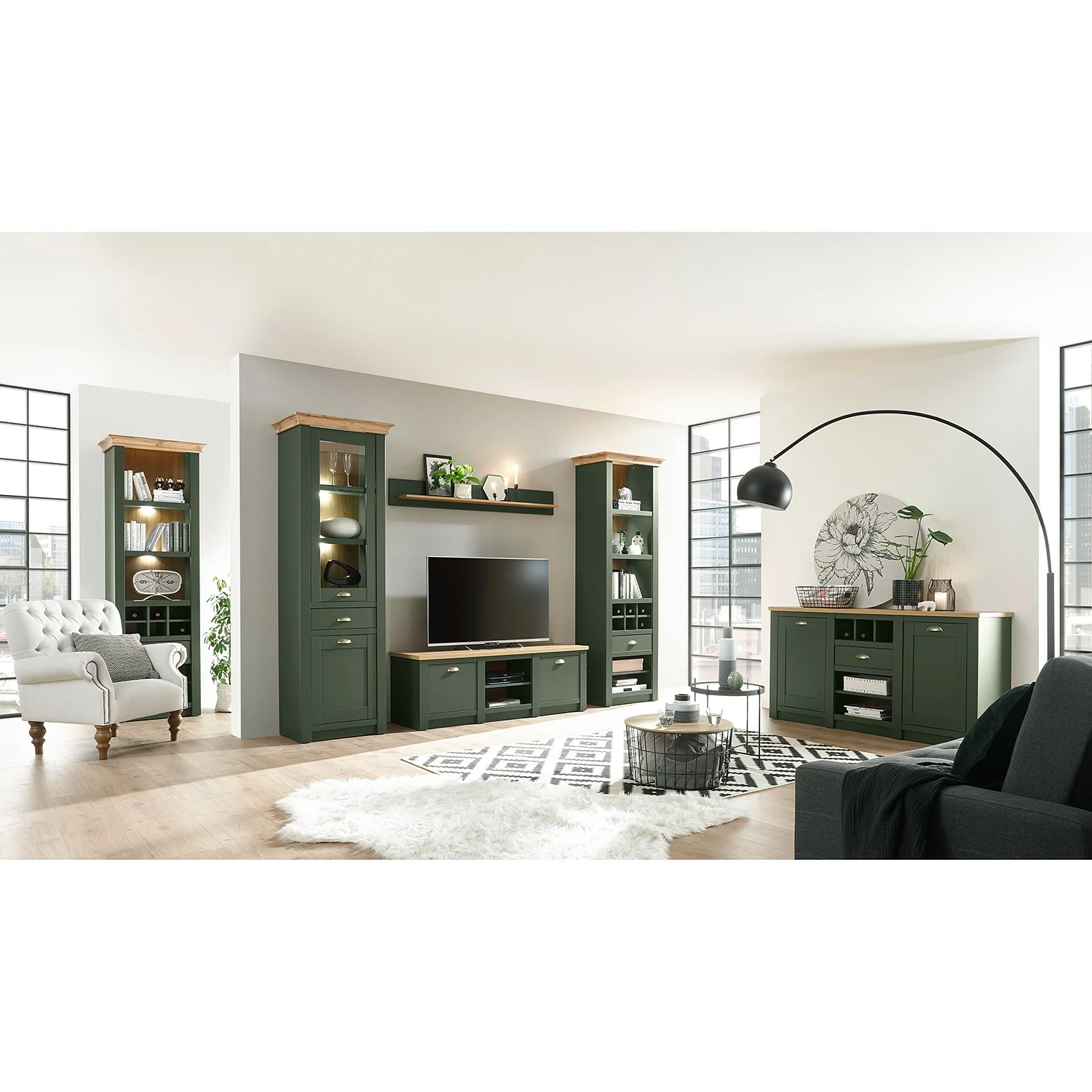 Norrwood Sideboard Cardet - Moosgrün / Eiche Wotan Dekor 5 Norrwood Sideboard Cardet - Moosgrün / Eiche Wotan Dekor – Bild 3