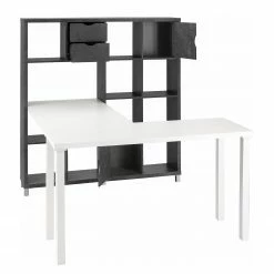 Furnitive Schreibtischkombination Lurs - Beton Dekor / Weiß -BÜROMÖBEL Verkaufsgeschäft 1000229600 201104 14091800127 DETAILS P000000001000229600