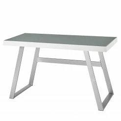 Furnitive LED Schreibtisch Vicq - Glas / Stahl - Weiß / Edelstahl -BÜROMÖBEL Verkaufsgeschäft 1000233942 210415 15081800060 DETAILS P000000001000233942