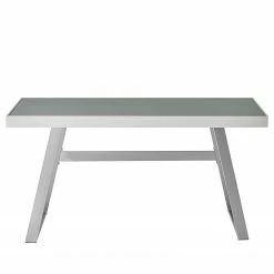 Furnitive LED Schreibtisch Vicq - Glas / Stahl - Weiß / Edelstahl -BÜROMÖBEL Verkaufsgeschäft 1000233942 210415 15082400064 DETAILS P000000001000233942