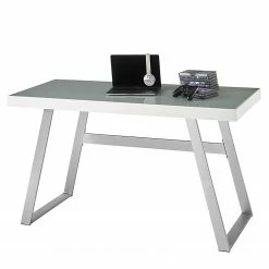 Furnitive LED Schreibtisch Vicq - Glas / Stahl - Weiß / Edelstahl -BÜROMÖBEL Verkaufsgeschäft 1000233942 210415 15082800066 DETAILS P000000001000233942