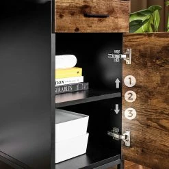 Red Living Schreibtisch Hostun - Eiche Rustikal Dekor / Schwarz -BÜROMÖBEL Verkaufsgeschäft 1000235795 210118 06514500538 DETAILS P000000001000235795