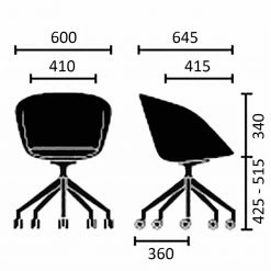 Sedus Bürostuhl cosy home - Webstoff / Stahl - Grau -BÜROMÖBEL Verkaufsgeschäft 1000238025 210120 13170600005 SKETCH DETAILS P000000001000238025 sketch