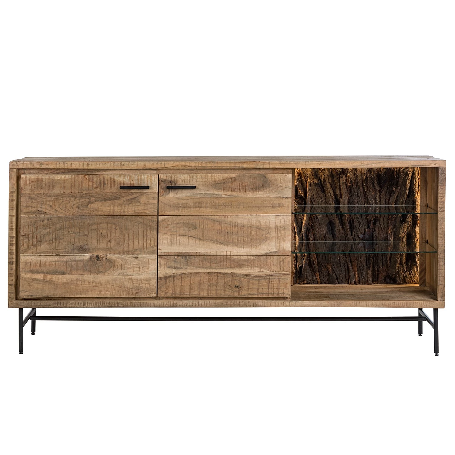 Ars Natura Sideboard Roody - Inkl. Beleuchtung - Akazie massiv / Metall - Akazie / Schwarz 7 Ars Natura Sideboard Roody - Inkl. Beleuchtung - Akazie massiv / Metall - Akazie / Schwarz – Bild 5