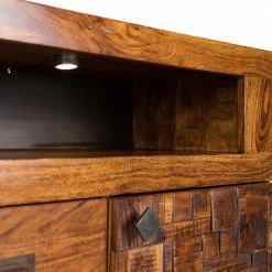 Wolf-Möbel Sideboard Bazac - Inkl. Beleuchtung - Akazie massiv - Akazie / Dunkelgrau -BÜROMÖBEL Verkaufsgeschäft 1000243213 220314 062 DETAILS P000000001000243213