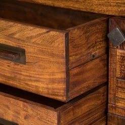 Wolf-Möbel Sideboard Bazac - Inkl. Beleuchtung - Akazie massiv - Akazie / Dunkelgrau -BÜROMÖBEL Verkaufsgeschäft 1000243213 220314 064 DETAILS P000000001000243213