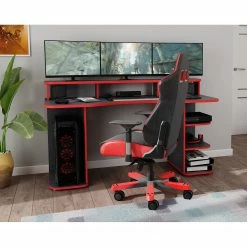 Furnitive Schreibtisch Crosswoods - Schwarz / Rot -BÜROMÖBEL Verkaufsgeschäft 1000248347 210217 09442500022 MOOD DETAILS P000000001000248347 mood