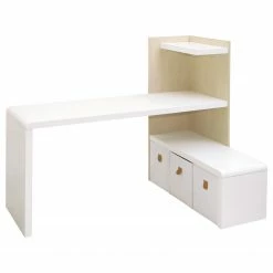 Furnitive Schreibtisch Fuilla I - Weiß / Eiche Dekor