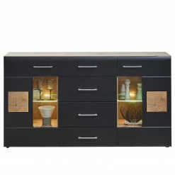 Loftscape Sideboard Belloc - Inkl. Beleuchtung - Matt Schwarz / Eiche Dekor