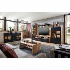 Loftscape Sideboard Belloc - Inkl. Beleuchtung - Matt Schwarz / Eiche Dekor -BÜROMÖBEL Verkaufsgeschäft 1000249570 211001 140739000021 MOOD DETAILS P000000001000249570 mood