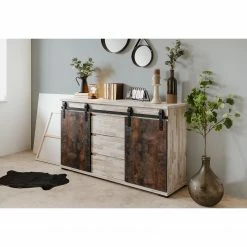 Maison Belfort Sideboard Janze I - Kiefer Weiß Dekor / Vintage Braun -BÜROMÖBEL Verkaufsgeschäft 1000254985 210322 08500200014 MOOD DETAILS P000000001000254985 mood