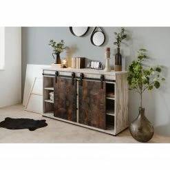 Maison Belfort Sideboard Janze I - Kiefer Weiß Dekor / Vintage Braun -BÜROMÖBEL Verkaufsgeschäft 1000254985 210322 08500300015 MOOD DETAILS P000000001000254985 mood