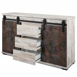 Maison Belfort Sideboard Janze I - Kiefer Weiß Dekor / Vintage Braun -BÜROMÖBEL Verkaufsgeschäft 1000254985 210322 08500700018 DETAILS P000000001000254985