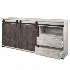 Maison Belfort Sideboard Janze II - Kiefer Weiß Dekor / Vintage Braun -BÜROMÖBEL Verkaufsgeschäft 1000254986 210322 08502100027 DETAILS P000000001000254986