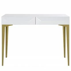 Jack & Alice Schreibtisch Canoa - Hochglanz Weiß / Gold -BÜROMÖBEL Verkaufsgeschäft 1000256390 220331 040 DETAILS P000000001000256390